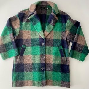 American Apparel Green Plaid Wool Jacket